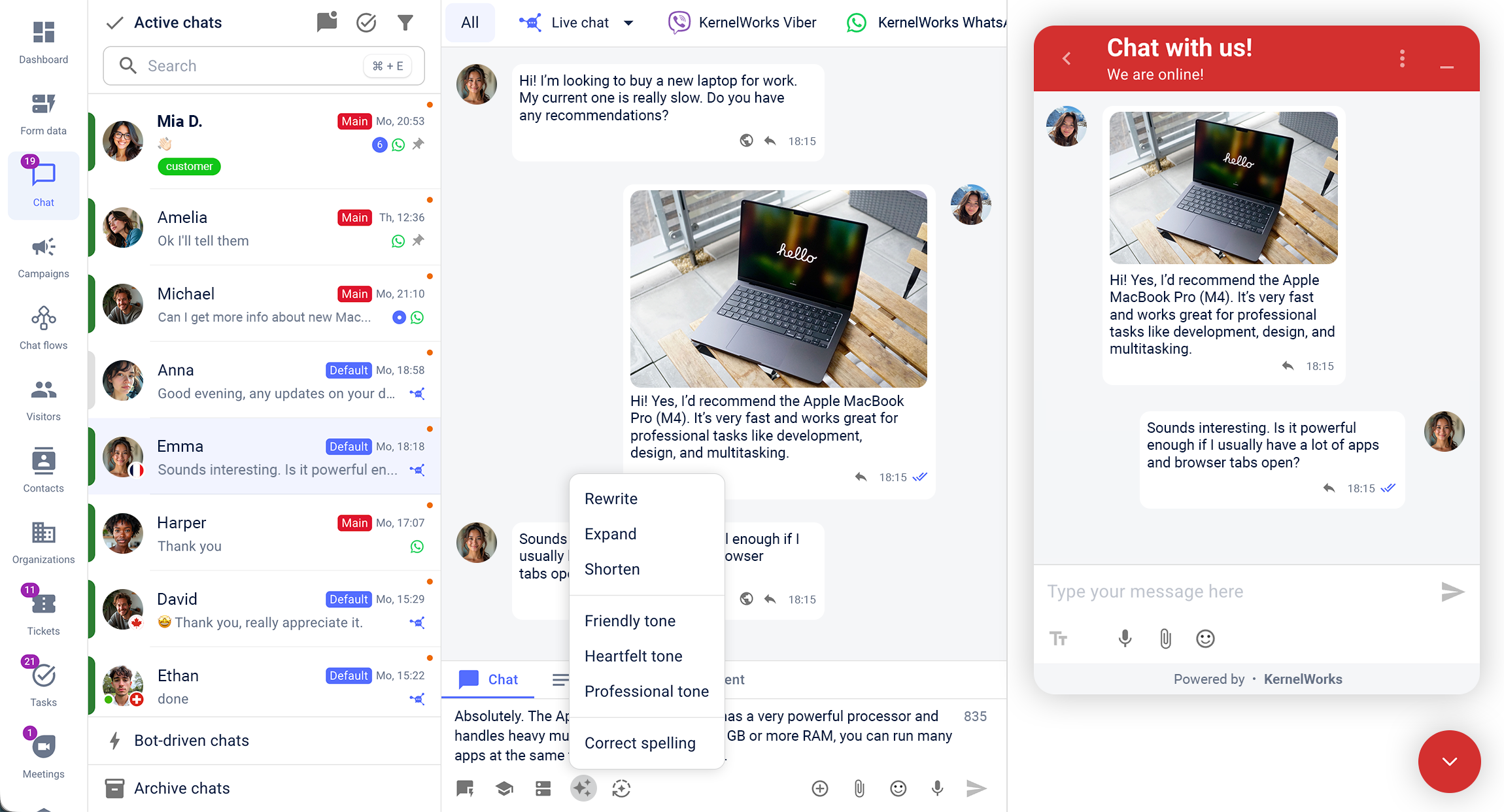 Live chat widget main preview